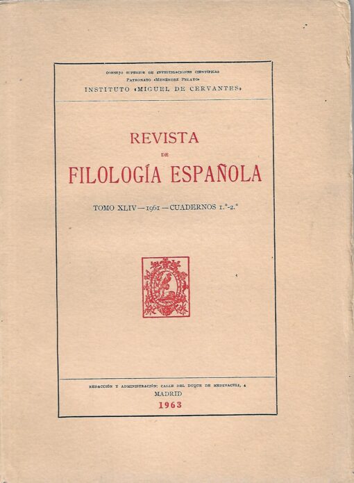36118 510x695 - REVISTA DE FILOLOGIA ESPAÑOLA TOMO XLIV 1961 CUADERNOS 1º - 2º
