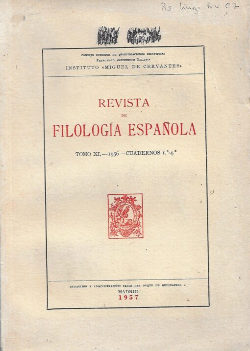 43483 510x717 - REVISTA DE FILOLOGIA ESPAÑOLA TOMO XL 1956 CUADERNOS 1º - 4º