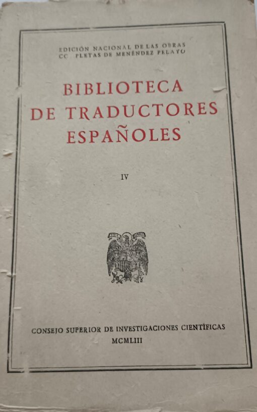 10941 510x816 - BIBLIOTECA DE TRADUCTORES ESPAÑOLES IV (OLIVER-VIVES) EDICION NACIONAL DE LAS OBRAS COMPLETAS DE MENENDEZ PELAYO