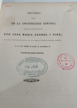 35519 247x346 - DISCURSO LEIDO EN LA UNIVERSIDAD CENTRAL D FRANCISCO GUERRA Y PINO 1860