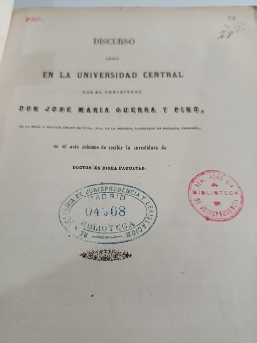 35519 510x680 - DISCURSO LEIDO EN LA UNIVERSIDAD CENTRAL D FRANCISCO GUERRA Y PINO 1860