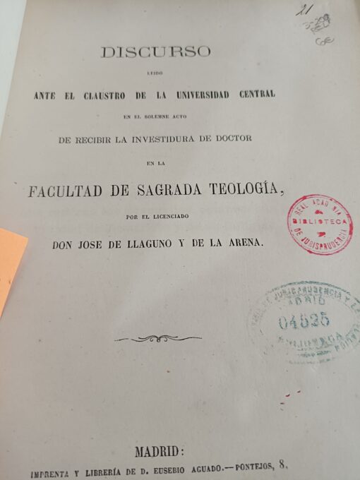 36705 510x680 - DISCURSO LEIDO ANTE EL CLAUSTRO DE LA UNIVERSIDAD CENTRAL D JOSE DE LLAGUNO Y DE LA ARENA 1866