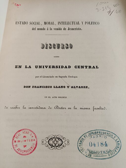 44605 510x680 - DISCURSO LEIDO EN LA UNIVERSIDAD CENTRAL D FRANCISCO LLANO Y ALVAREZ 1856